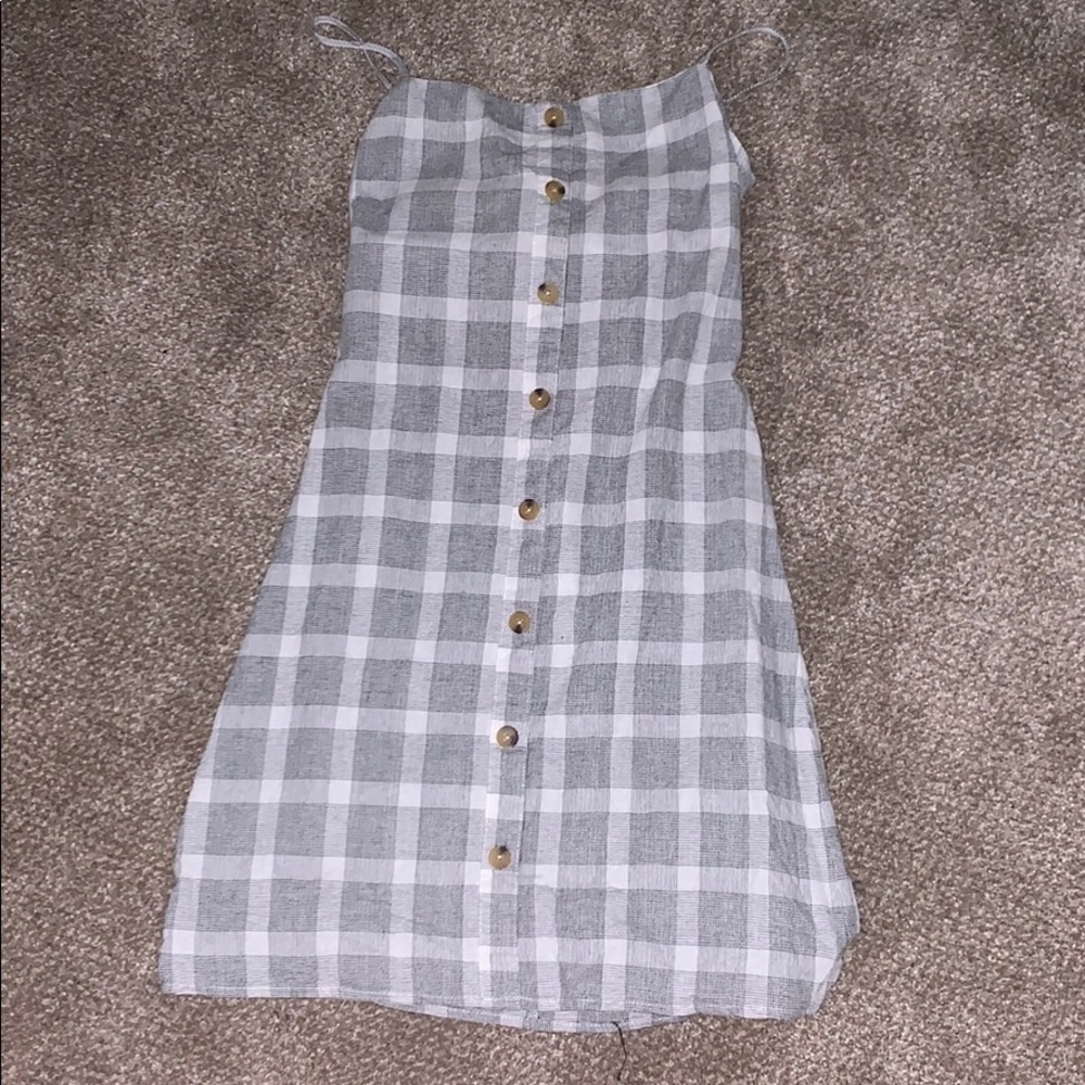 pacsun gingham buttoned tie back dress